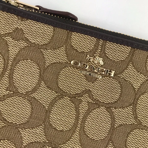 COACH Wristlet Bag Brown Signature Logo with Tag - Picture 2 of 10